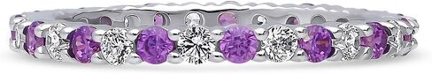 BERRICLE Sterling Silver Rings Stackable Eternity Band Ring for Women, Round Cubic Zirconia CZ - Amethyst-Purple, Emerald-Green, Garnet-Red, Ruby-Red, Sapphire-Blue Alternating Colors in Saudi Arabia