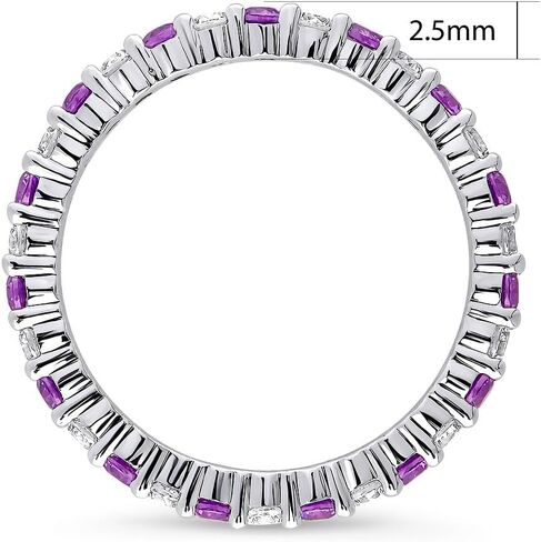 BERRICLE Sterling Silver Rings Stackable Eternity Band Ring for Women, Round Cubic Zirconia CZ - Amethyst-Purple, Emerald-Green, Garnet-Red, Ruby-Red, Sapphire-Blue Alternating Colors in Saudi Arabia