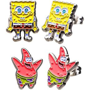 Sponge Bob & Patrick - Stainless Steel Premium Quality Stud Earrings Set in Saudi Arabia