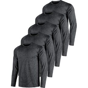 5 قطع من القمصان الرجالية ذات المقاس الجاف سريعة الجفاف وأكمام طويلة، تي شيرتات ماصة للرطوبة لصيد الأسماك والتمارين الرياضية وصالة الألعاب الرياضية in Kuwait