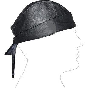 قبعات جمجمة جلدية باللون الأسود، أغطية رأس للعرق، نمط باندانا في Real Do Du Rag، قبعة أصلية 100% من الجلد لراكبي الدراجات النارية، سوداء SialMart in Kuwait