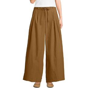 Lands' End Women's Petite Poplin Mid Rise Pleated Slouchy Pants 4 Coriander in Kuwait