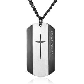 قلادة بقلادة على شكل علامة كلب من الفولاذ المقاوم للصدأ باللون الأسود من الكتاب المقدس للرجال، سلسلة من 24 إلى 28 بوصة in Kuwait