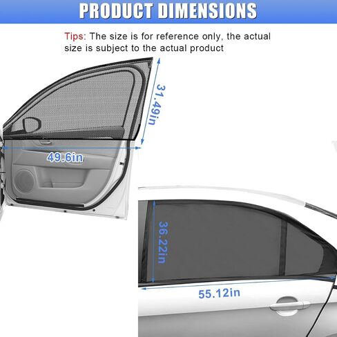 Car Front & Rear Window Sun Shades, Stretchy Breathable Mesh Side Windshield Sun Shades, UV Protection & Heat Block Window Screen Cover, Auto Camping Accessories for SUV, Truck (4PCS) in Saudi Arabia
