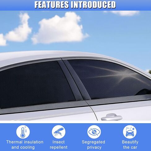 Car Front & Rear Window Sun Shades, Stretchy Breathable Mesh Side Windshield Sun Shades, UV Protection & Heat Block Window Screen Cover, Auto Camping Accessories for SUV, Truck (4PCS) in Saudi Arabia