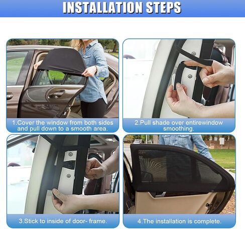 Car Front & Rear Window Sun Shades, Stretchy Breathable Mesh Side Windshield Sun Shades, UV Protection & Heat Block Window Screen Cover, Auto Camping Accessories for SUV, Truck (4PCS) in Saudi Arabia