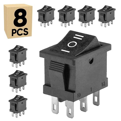8 قطع من مفتاح تبديل الروك، تشغيل/إيقاف/تشغيل DPDT 6Pin مفاتيح قارب للمنزل أو السيارة البحرية، KCD1-203، أسود in Kuwait
