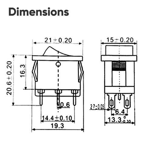 8 قطع من مفتاح تبديل الروك، تشغيل/إيقاف/تشغيل DPDT 6Pin مفاتيح قارب للمنزل أو السيارة البحرية، KCD1-203، أسود in Kuwait