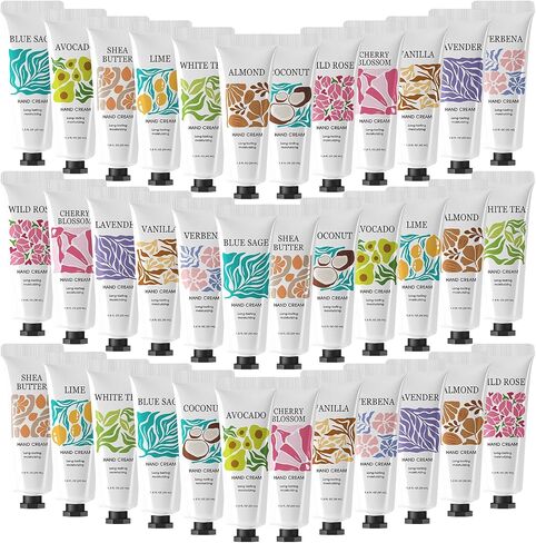 BODY & EARTH # LOVE 12 Pack Natural Plant Fragrance Moisturizing Hand Cream for Dry Hands Mini Hand Lotion with Shea Butter Travel Size Hand Cream Set Gift Set for Women in Saudi Arabia