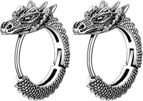 ChainsHouse Dragon Hoop Earrings for Men, Stainless Steel/14K Gold/Black Punk Rock Earrings Hypoallergenic Lightweight Stud Earrings Huggie Hoop Earrings Mens Jewelry Gift in Saudi Arabia