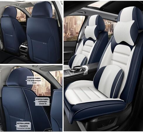 5 أغطية مقاعد لـ Acura TL 2004-2023 أغطية مقاعد سيارة جلدية مقاومة للماء ومضادة للانزلاق واقيات مقاعد السيارة الناعمة أغطية مقاعد السيارات المريحة مع وسادة هوائية (فاخرة، أسود + أحمر) in Kuwait