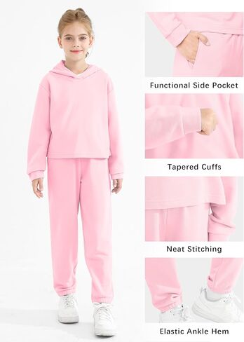 الفتيات 2 قطعة الزي القطني بلوزات Sweatpants مجموعة الشباب الفتيات البلوز ملابس علوية غير رسمية مقنعين السراويل رياضية in Kuwait