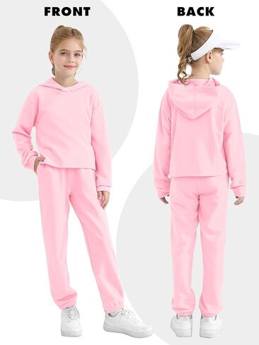 الفتيات 2 قطعة الزي القطني بلوزات Sweatpants مجموعة الشباب الفتيات البلوز ملابس علوية غير رسمية مقنعين السراويل رياضية in Kuwait