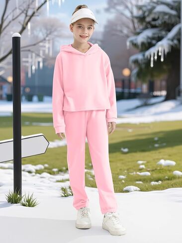 الفتيات 2 قطعة الزي القطني بلوزات Sweatpants مجموعة الشباب الفتيات البلوز ملابس علوية غير رسمية مقنعين السراويل رياضية in Kuwait