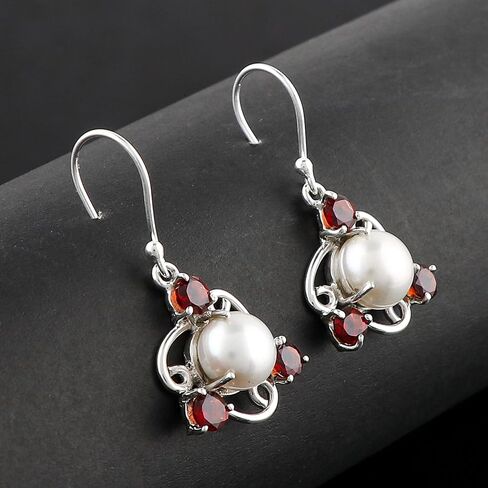 Solid 925 Sterling Silver Earrings, Natural Garnet Gemstones Earrings for Women, Dangle, January Birthstones, Bohemian Handmade Elegant Statement Jewelry, Wedding, Christmas Gifts in Saudi Arabia