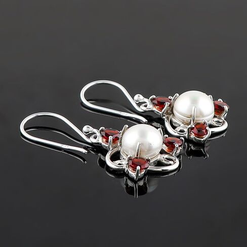 Solid 925 Sterling Silver Earrings, Natural Garnet Gemstones Earrings for Women, Dangle, January Birthstones, Bohemian Handmade Elegant Statement Jewelry, Wedding, Christmas Gifts in Saudi Arabia