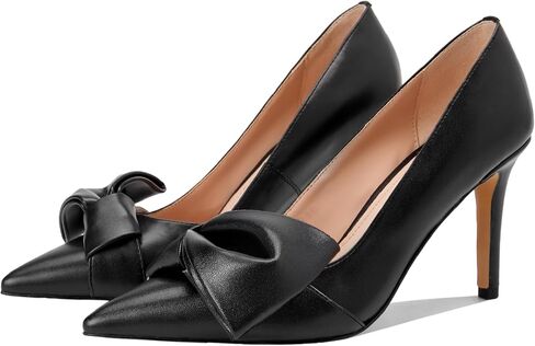 Women's Bow Heels Closed Pointed Toe Pumps 3.3" Stiletto High Heels Slip on Wedding Dress Shoes in Saudi Arabia