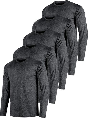 5 قطع من القمصان الرجالية ذات المقاس الجاف سريعة الجفاف وأكمام طويلة، تي شيرتات ماصة للرطوبة لصيد الأسماك والتمارين الرياضية وصالة الألعاب الرياضية in Kuwait