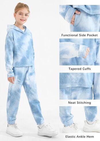 الفتيات 2 قطعة الزي القطني بلوزات Sweatpants مجموعة الشباب الفتيات البلوز ملابس علوية غير رسمية مقنعين السراويل رياضية in Kuwait