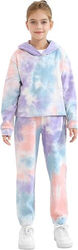 الفتيات 2 قطعة الزي القطني بلوزات Sweatpants مجموعة الشباب الفتيات البلوز ملابس علوية غير رسمية مقنعين السراويل رياضية in Kuwait