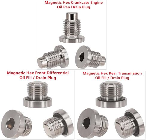 5 PCS Magnetic Stainless Steel Engine Front Differential Rear Transmission Oil Drain Fill Plug Kit, fits Polaris General Rzr Ranger Sportsman Replace 7052306 2203738 2203739 3234756 3234755 in Kuwait