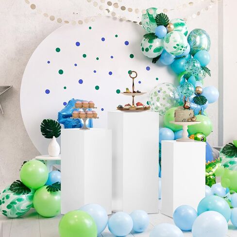 Cylinder Pedestal Stands for Party 3Pcs Metal Cylinder Stands for Parties Square Pedestal Display Plinth Pillars for Wedding Birthday Party Backdrop Decor, White in Saudi Arabia