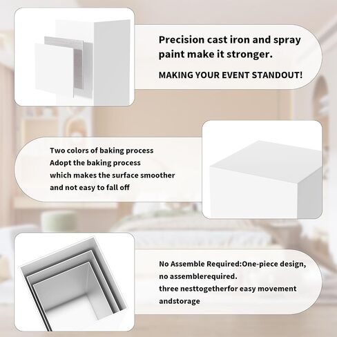 Cylinder Pedestal Stands for Party 3Pcs Metal Cylinder Stands for Parties Square Pedestal Display Plinth Pillars for Wedding Birthday Party Backdrop Decor, White in Saudi Arabia