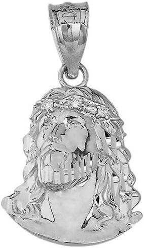 Claddagh Gold Fine 925 Sterling Silver Jesus Christ Face Head CZ (Small) 0.86" Charm Pendant in Saudi Arabia