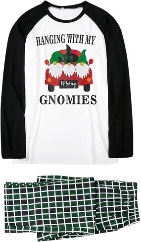 مجموعات بيجامات متطابقة للعائلة لعيد الميلاد، قميص مطبوع عليه حروف عيد الميلاد PJ's Gnome وسروال منقوش للعطلات ملابس نوم in Kuwait