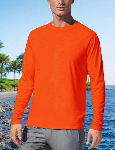 Men's Long Sleeve Shirts Quick-Dry Sun Protection Fishing Shirt for Swimming, Hiking, Running in Saudi Arabia