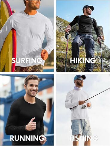 Men's Long Sleeve Shirts Quick-Dry Sun Protection Fishing Shirt for Swimming, Hiking, Running in Saudi Arabia