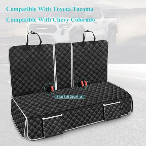 غطاء مقعد سيارة للكلاب متوافق مع ملحقات المقعد الخلفي Toyota Tacoma/Chevy Colorado/Nissan Frontier/Hyundai Santa Cruz 2000-2025، أغطية مقاعد خلفية مضادة للماء في منتصف الشاحنة للحيوانات الأليفة مع دعم مانع للانزلاق in Saudi Arabia