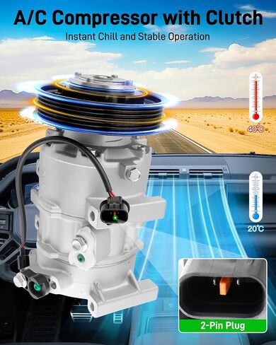 Air Conditioner AC Compressor with Clutch Fit for Hyundai Accent 1.6L (2012-2017), for Kia Rio 1.6L (2012-2017). A/C Compressor Replace 977011R100, 977011W600 in Saudi Arabia