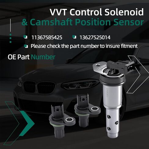 Engine Variable Valve Timing VVT Control Solenoid & Camshaft Position Sensor Set Fit for BMW 1/3/5/7/X/Z Series 3.0 L 2006-2013 Replace 1367585425 13627525014 in Saudi Arabia