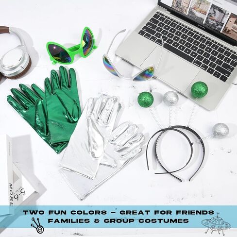 8PCS Alien Headband, Alien Martian Antenna Glasses and Gloves for Adults Women Kids Party Favors Halloween Costume in Kuwait