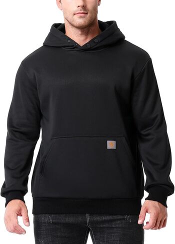 Men's Fashion Hoodie Fleece Warm Sweatshirt | Fleece-Lined Thickened Pullover with Button Hood Versatile in Saudi Arabia