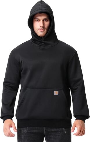 Men's Fashion Hoodie Fleece Warm Sweatshirt | Fleece-Lined Thickened Pullover with Button Hood Versatile in Saudi Arabia