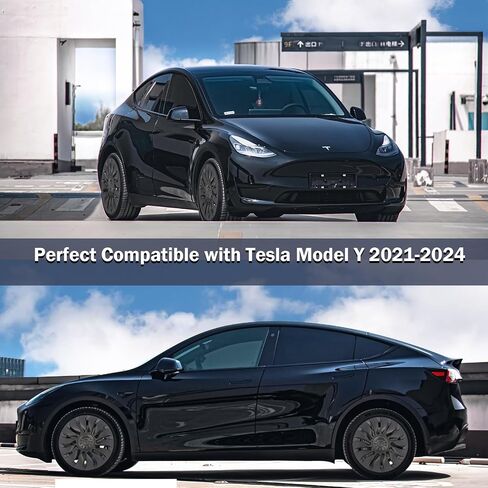 Wheel Cover 19 Inch Hubcaps Compatible with Tesla Model Y 2021-2024 Replacement for Tesla Model Y Accessories 2021-2024 4 Pcs Rim Protector Gemini Wheel Cover Matte Black ABS Hubcaps in Saudi Arabia