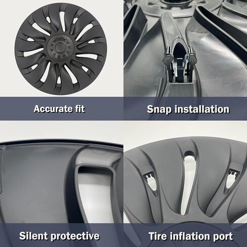 Wheel Cover 19 Inch Hubcaps Compatible with Tesla Model Y 2021-2024 Replacement for Tesla Model Y Accessories 2021-2024 4 Pcs Rim Protector Gemini Wheel Cover Matte Black ABS Hubcaps in Saudi Arabia