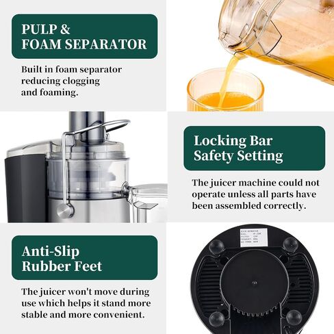 (2024 Upgrade) Juicer, 2.8" Wide Feed Chute Juicer Machines,Centrifugal Vegetale Fruit Juice Extractor Maker with Titanium Enhanced Cutting Disc Filter,800w Pure Copper Motor for Fast Juicing,BPA-Free in Saudi Arabia