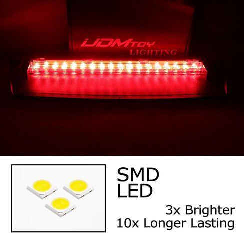 iJDMTOY OEM-Spec عدسة حمراء داكنة كاملة LED للزجاج الأمامي الخلفي مجموعة شريط ضوء الفرامل الثالثة المتوافقة مع 2017-2024 Audi A4 S4 (طراز B9)، 2020-2024 A8 S8 in Saudi Arabia