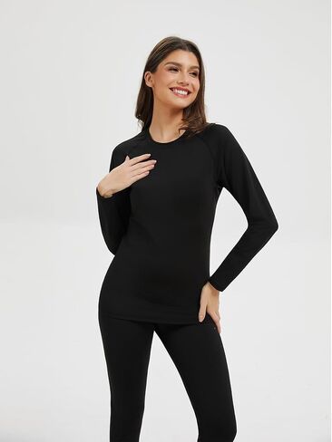 4 Pack Women's Thermal Shirts-Fleece Lined Long Sleeve Tops-Thermal Compression Shirts for Outdoor Workouts in Kuwait