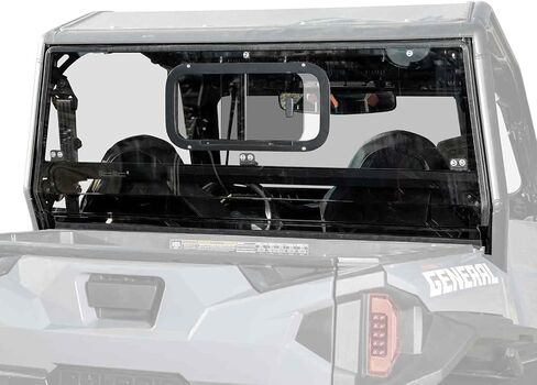 SuperATV Rear Sliding Window Windshield for 2016+ Polaris General 1000 / 2017+ Polaris General 4 1000 / 2020+ Polaris General XP 1000 / XP 4 1000 | Made with 1/4? Polycarbonate | Made in the USA in Saudi Arabia