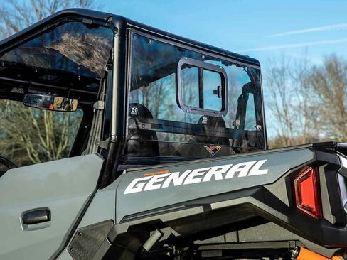 SuperATV Rear Sliding Window Windshield for 2016+ Polaris General 1000 / 2017+ Polaris General 4 1000 / 2020+ Polaris General XP 1000 / XP 4 1000 | Made with 1/4? Polycarbonate | Made in the USA in Saudi Arabia