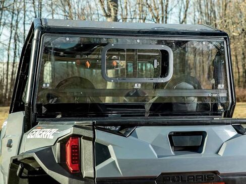 SuperATV Rear Sliding Window Windshield for 2016+ Polaris General 1000 / 2017+ Polaris General 4 1000 / 2020+ Polaris General XP 1000 / XP 4 1000 | Made with 1/4? Polycarbonate | Made in the USA in Saudi Arabia