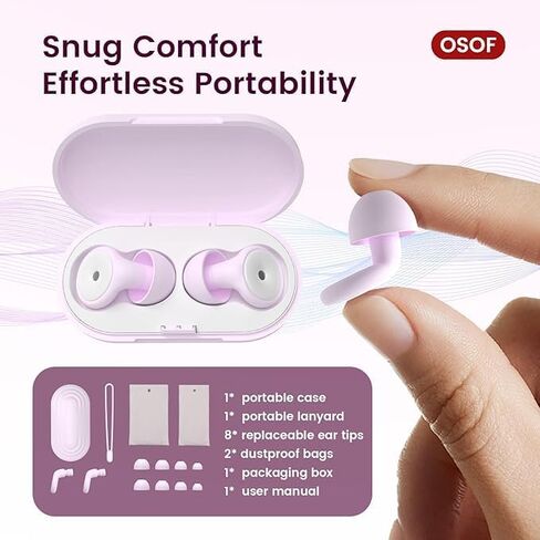 Ear Plugs for Sleeping Noise Cancelling, Perfect -30dB Reusable Silicone Earplugs for Noise Reduction, Hearing Protection Ear Plugs for Sleep, Study, Work, Focus-Lavender2 in Saudi Arabia
