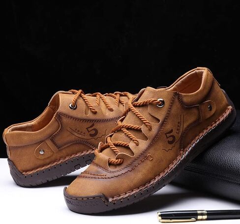 Handcrafted Leather Driving Loafers - Breathable Slip-On Business Casual Shoes with Metal Perforations, Flexible Flat Sole & Lightweight Comfort in Kuwait