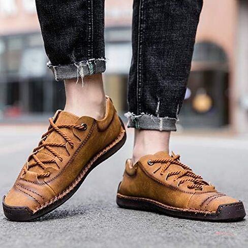 Handcrafted Leather Driving Loafers - Breathable Slip-On Business Casual Shoes with Metal Perforations, Flexible Flat Sole & Lightweight Comfort in Kuwait