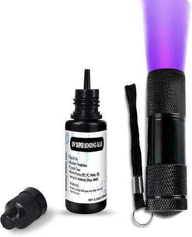 EDSRDXS UV Bonding & Welding Glue UV Resin Kit UV Super Bonding Glue Quick-Drying & Waterproof Liquid Plastic Welding Glue for Plastic, Glass, Metal Total 0.7oz (10ml Refill, 2pack) in Kuwait
