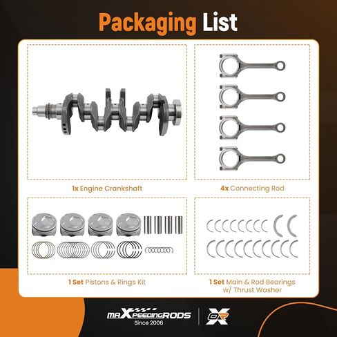 maXpeedingrods Engine Crankshaft Rods Pistons Rings Kit Bearings Set Fit for Hyundai Elantra Tucson Creta for Kia Soul Forte 2012-2022 2.0L G4NC Engine, Replace 23110-2E501 623V6-2EH00 23510-2E001 in Saudi Arabia